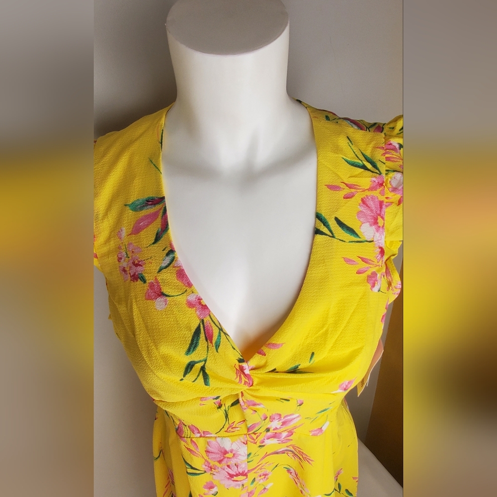 Bar III -Size S-Sunny Yellow Floral "Dandelion" Dress - Picture 7 of 13